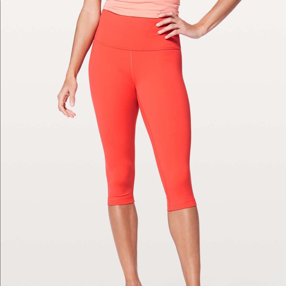 Lululemon Wunder Under Hi-Rise 1/2 Tight 17” Red Orange Size 12